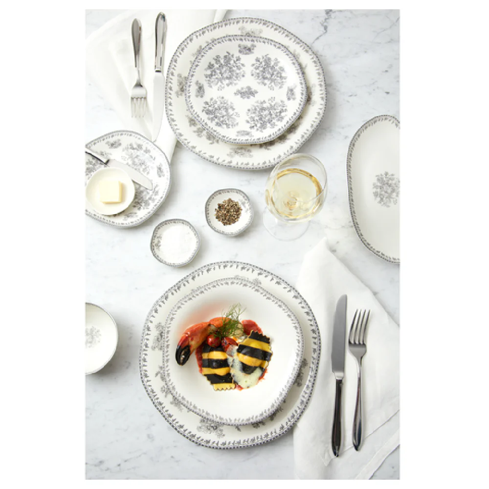 1880 Hospitality L6703068520 6 Oz Teacup Grey Floral Porcelain with Handle 1880 Hospitality L6703068520 6 Oz Teacup Grey Floral Porcelain with Handle