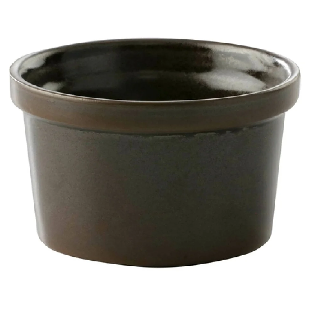 GET Enterprises PP1942807324 6.4 Oz Ramekin Round Porcelain Dark Brown Reactive Glaze