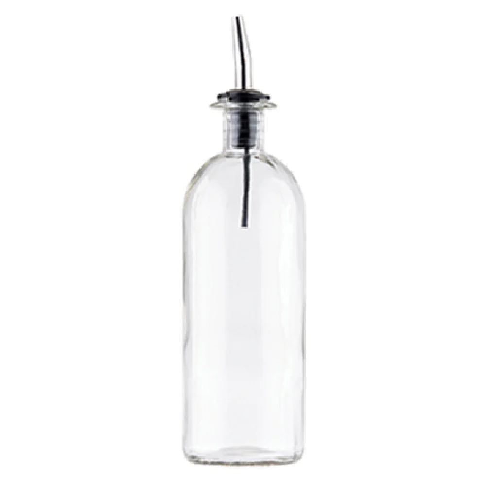 Tablecraft 10375 18 Oz Oil and Vinegar Bottle with Stainless Steel Pourer Glass Tablecraft 10375 18 Oz Oil and Vinegar Bottle with Stainless Steel Pourer Glass