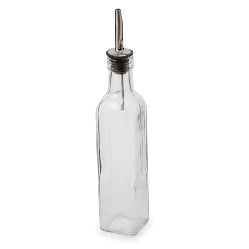 Royal Industries ROY C 08 Cruet 8 Oz. Square Glass With Stainless Steel Lid