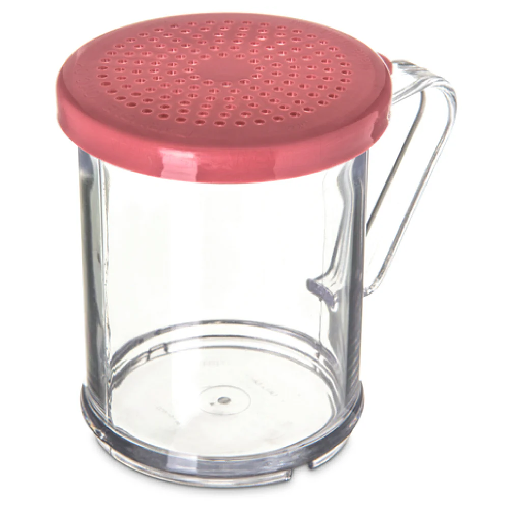 Carlisle 4250S55 8 Oz Medium Ground Shaker/Dredge Lid SAN Red with Handle Carlisle 4250S55 8 Oz Medium Ground Shaker/Dredge Lid SAN Red with Handle