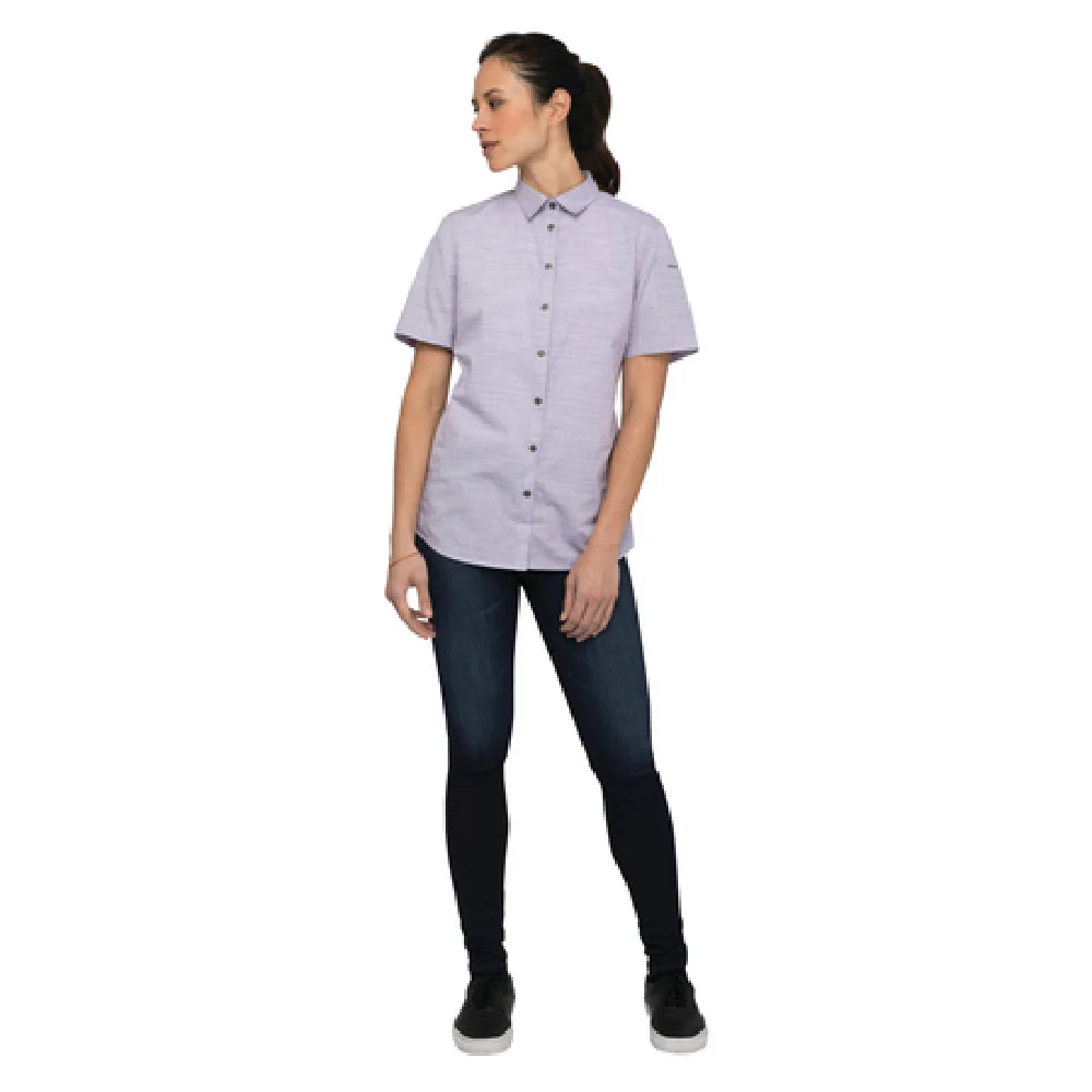 Chef Works SHC01WPURXL Women's Havana Shirt Short Sleeve Purple Snap Closure