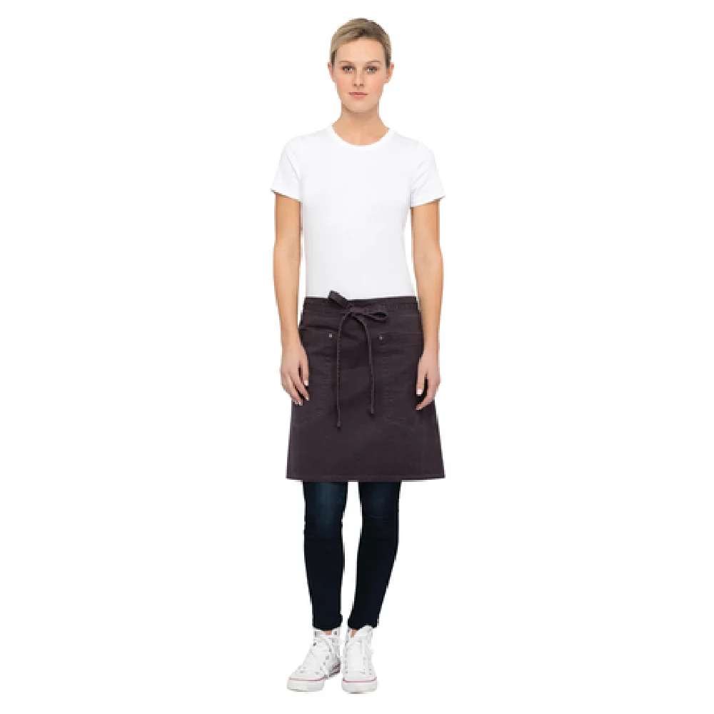 Chef Works AHWAQ014EGG0 19 Inch Half Length Waist Apron Purple Cotton