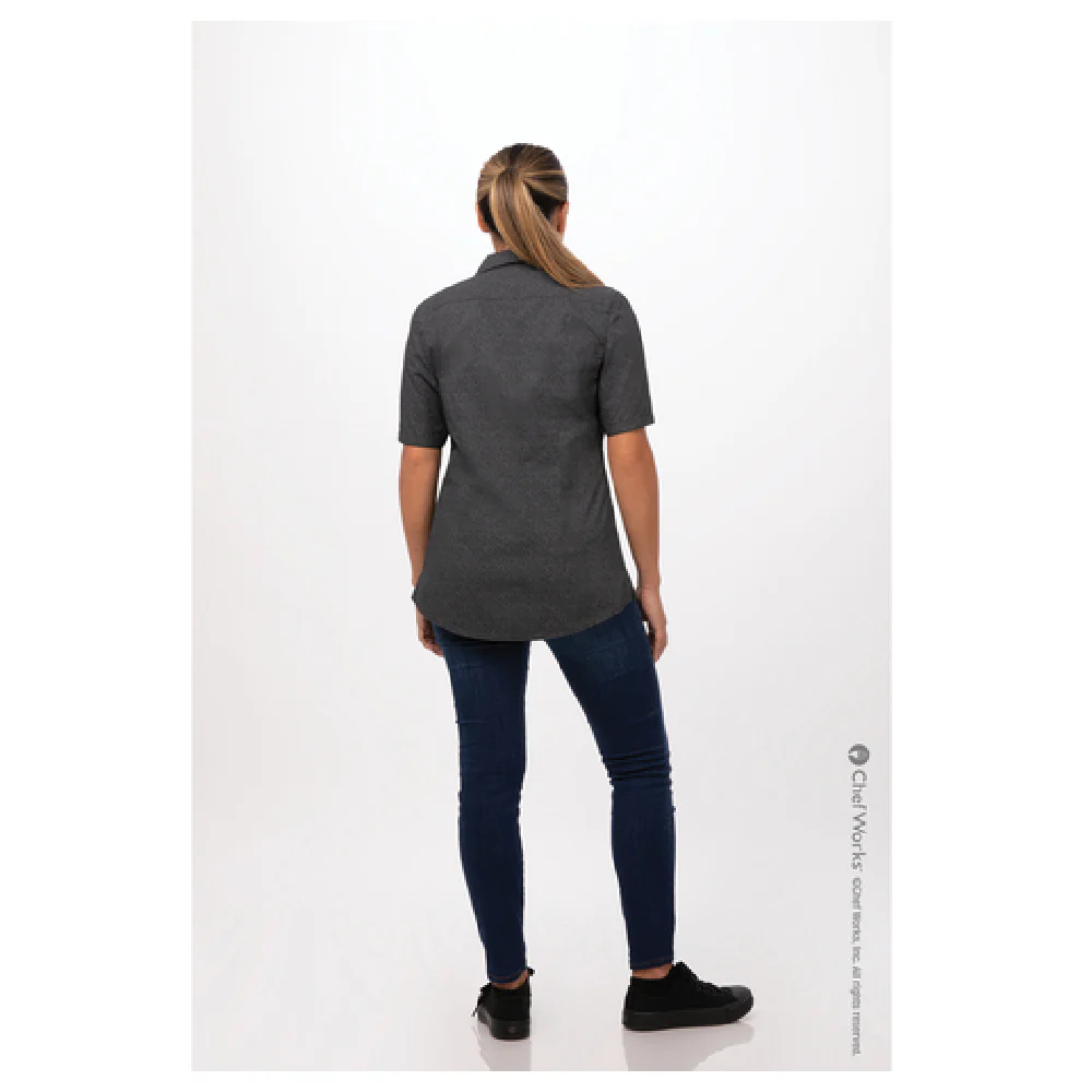 Chef Works SHC07W-BLK-S Cook's Shirt Women's Short Sleeve with Pocket Black Poly Cotton Chef Works SHC07W-BLK-S Cook's Shirt Women's Short Sleeve with Pocket Black Poly Cotton