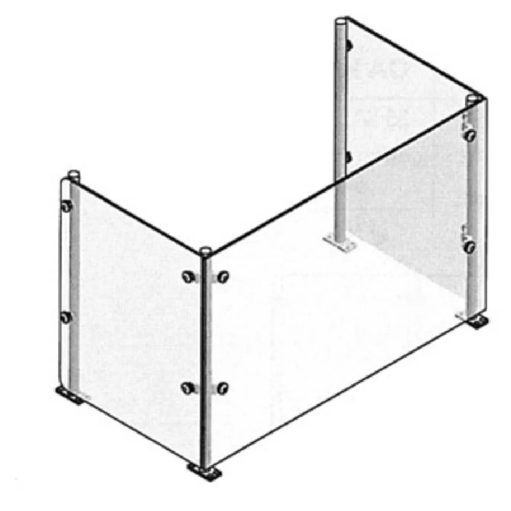 Atlas Metal AT1V-4 61-1/4 Inch Sneeze Guard with 2 End Panels Tempered Glass