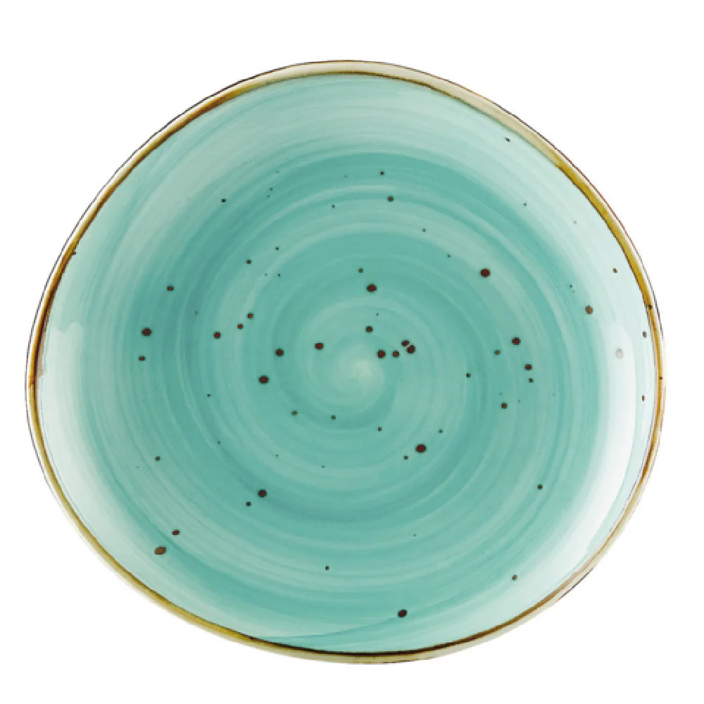 CAC China TUS-6-TQS 6-3/8 Inch Irregular Round Plate Porcelain Turquoise CAC China TUS-6-TQS 6-3/8 Inch Irregular Round Plate Porcelain Turquoise