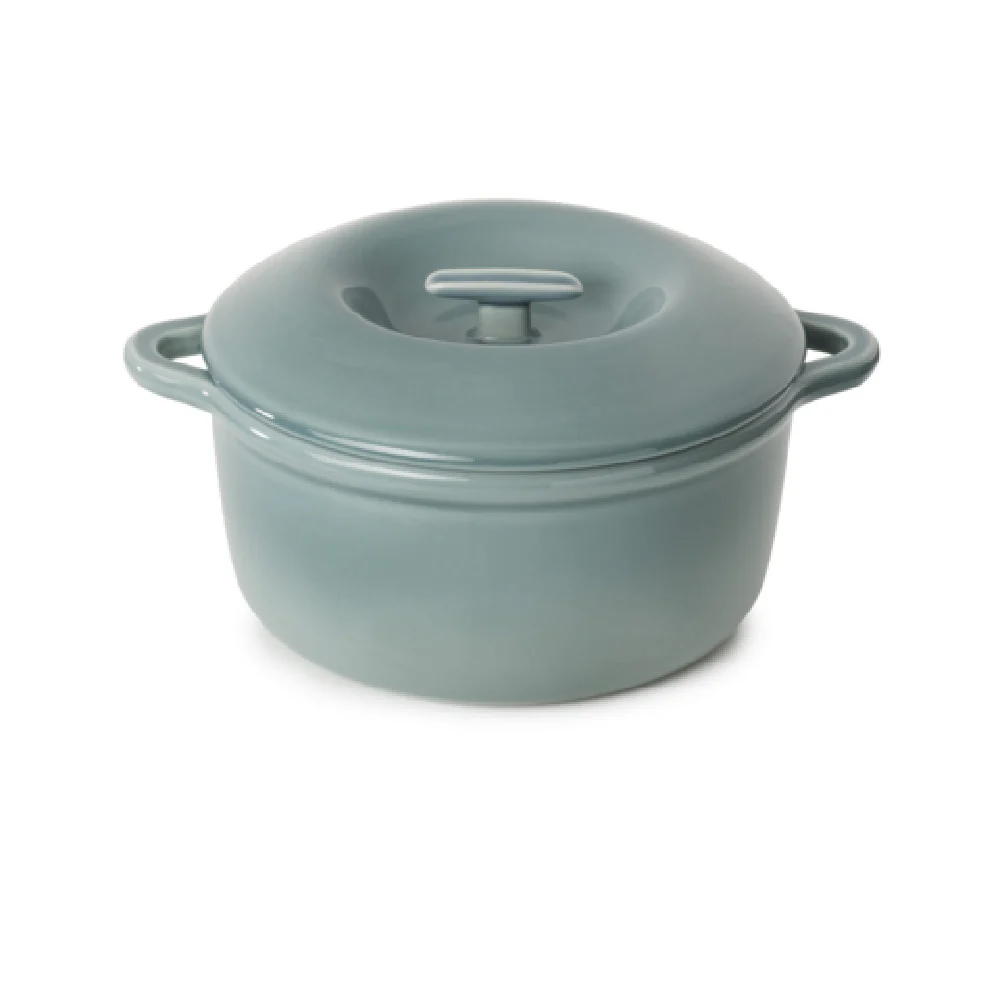 Revol 660139 135 Oz Cocotte Round with Porcelain Lid Cloud Gray Porcelain