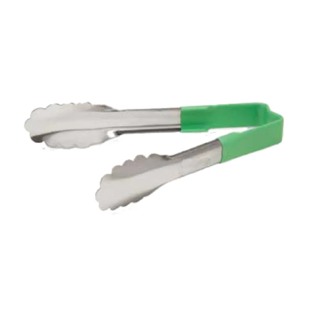 Vollrath 4780670 6 Inch Utility Tongs Green Antimicrobial Handle Stainless Steel Vollrath 4780670 6 Inch Utility Tongs Green Antimicrobial Handle Stainless Steel