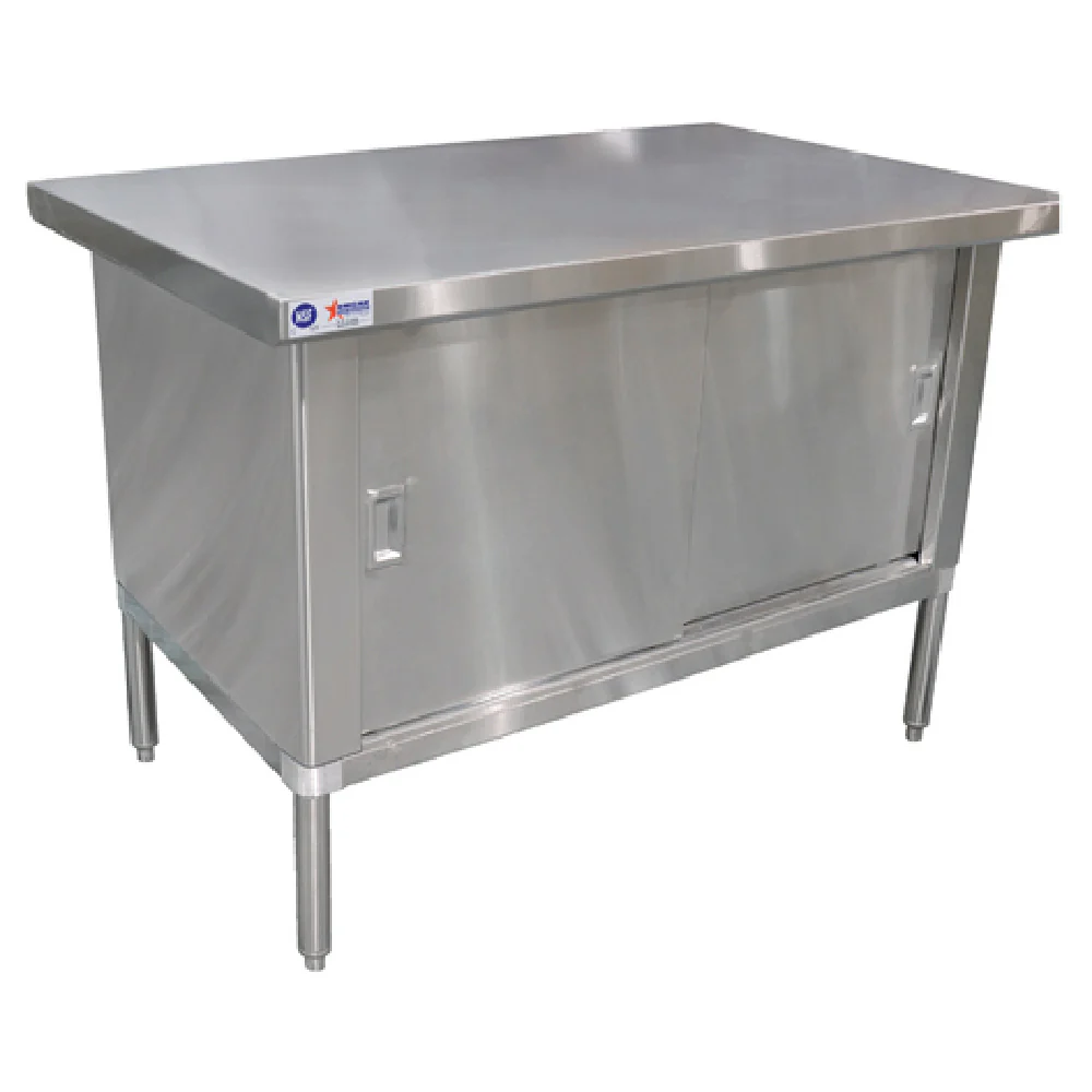 Omcan 24401 60 Inch Work Table Cabinet Base with Sliding Doors Stainless Steel Omcan 24401 60 Inch Work Table Cabinet Base with Sliding Doors Stainless Steel