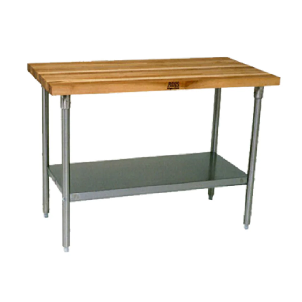 John Boos SNS02 48 Inch Work Table with Wood Top Stainless Steel Legs John Boos SNS02 48 Inch Work Table with Wood Top Stainless Steel Legs