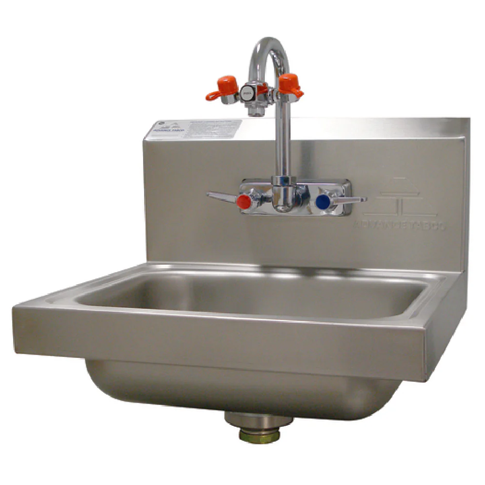 Advance Tabco 7-PS-55 14 Inch Eye Wash Hand Sink Wall Mounted Stainless Steel with Faucet