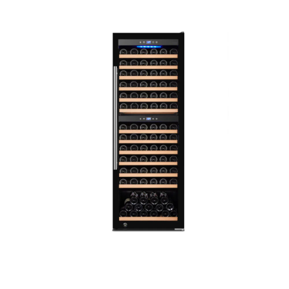 Omcan 48525 24 Inch Wine Cooler Dual Zone Electric Wine Cellar Cabinet Black Glass