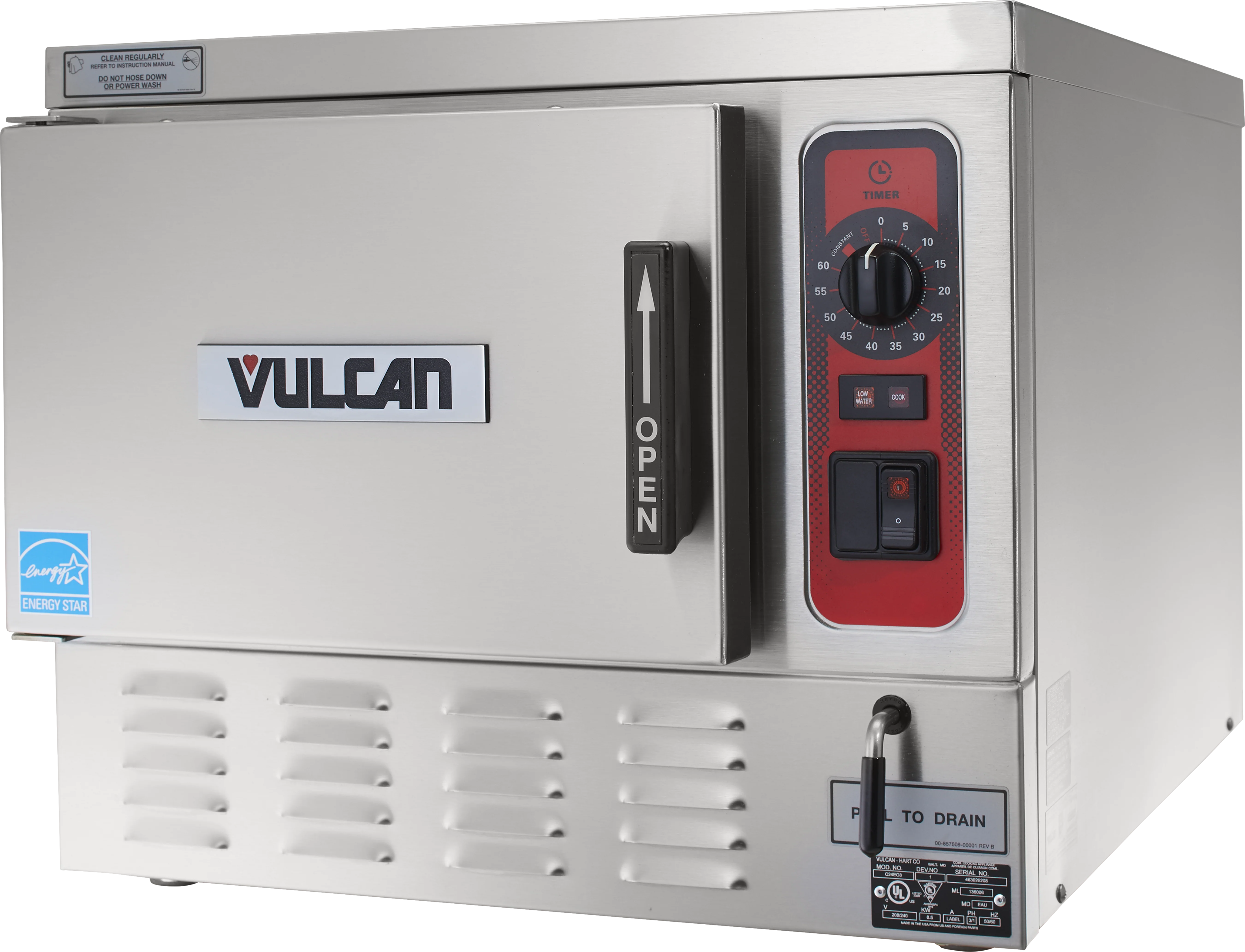 Vulcan C24EO3_208/60/1 24 Inch Electric Convection Steamer Boilerless Countertop Vulcan C24EO3_208/60/1 24 Inch Electric Convection Steamer Boilerless Countertop