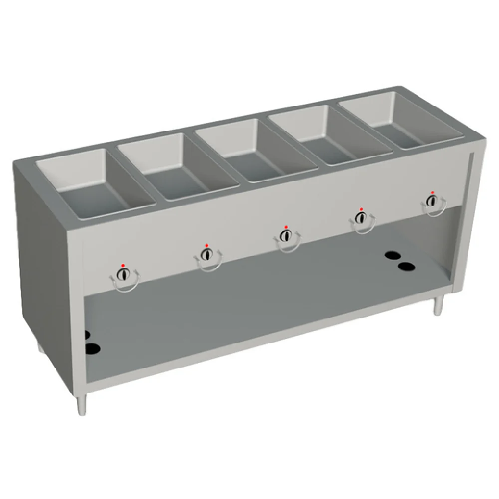 Duke 305-25PG_LP_217120 74 Inch Wide Gas Hot Food Unit with Five Wells 12500 BTU Duke 305-25PG_LP_217120 74 Inch Wide Gas Hot Food Unit with Five Wells 12500 BTU