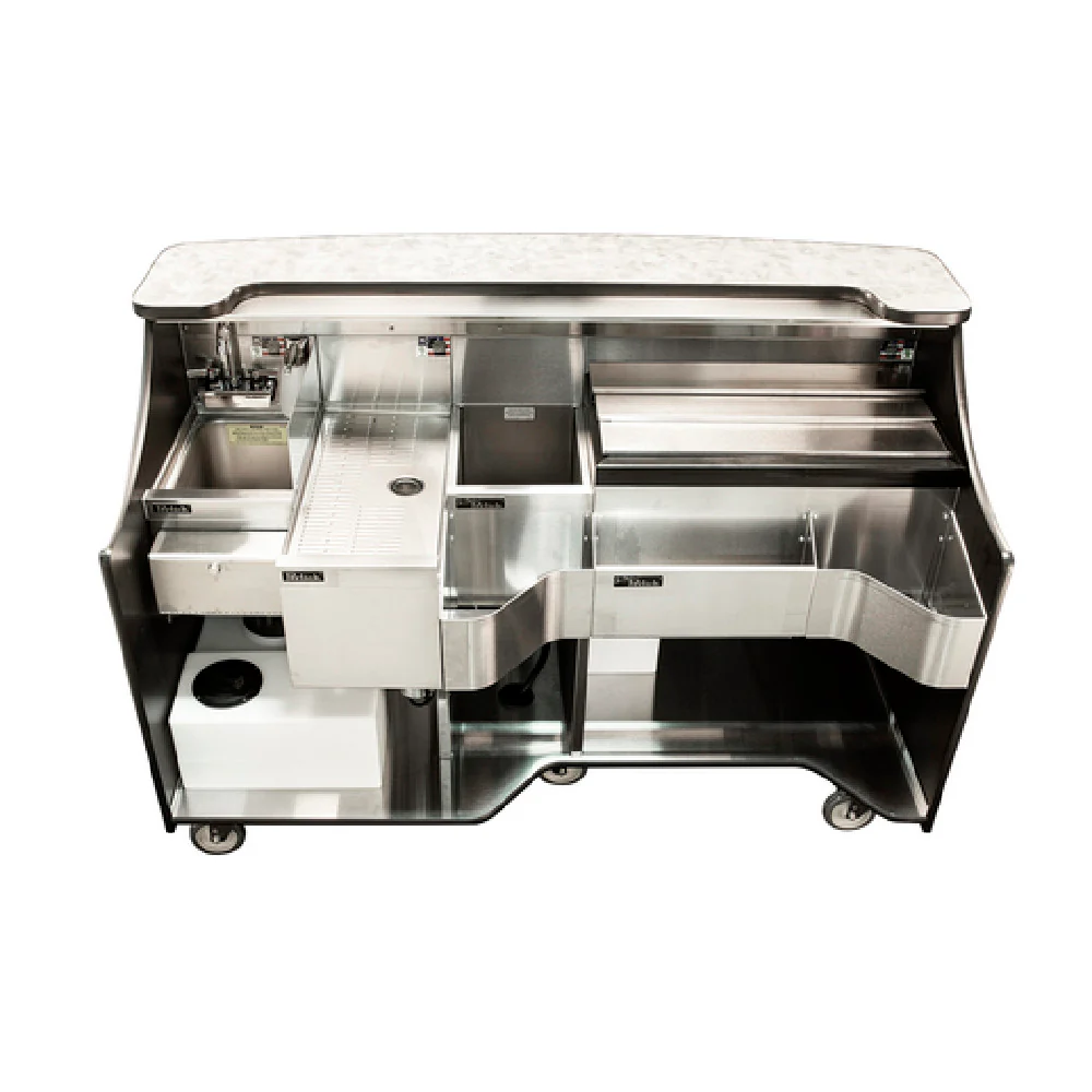 Perlick MOBS-66TE-S 70 Inch Portable Bar with Hand Sink and Insulated Bottle Well