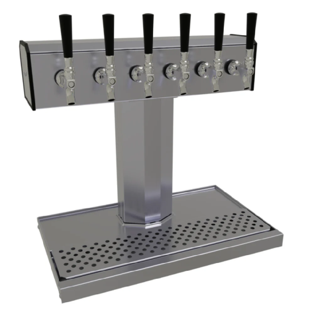 Glastender BT-6-SSR 20 Inch Countertop Glycol Cooled Draft Beer Dispensing Tower Stainless Steel with 6 Faucets