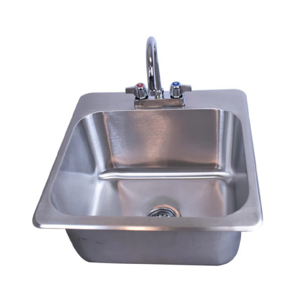 BK Resources DDI-18151024-P-G 20 Inch Deep Drawn Drop In Sink Stainless Steel with Faucet and Drain BK Resources DDI-18151024-P-G 20 Inch Deep Drawn Drop In Sink Stainless Steel with Faucet and Drain