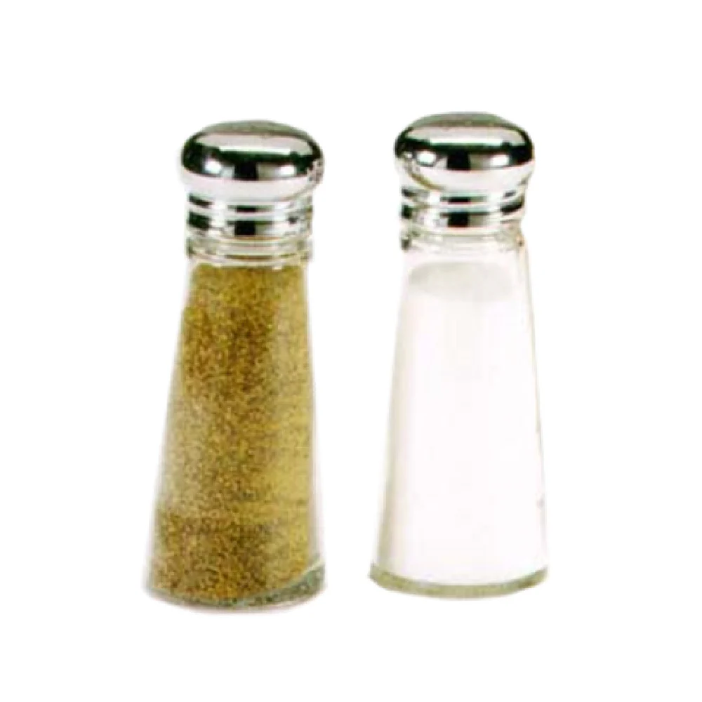 Vollrath 703 3 Oz Glass Salt and Pepper Shaker with Chrome Plated Top