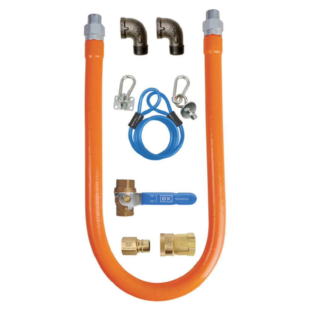 BK Resources BKG-GHC-10060-SCK3 60 Inch Length Gas Hose Connection Kit with Shut Off Valve and Quick Disconnect