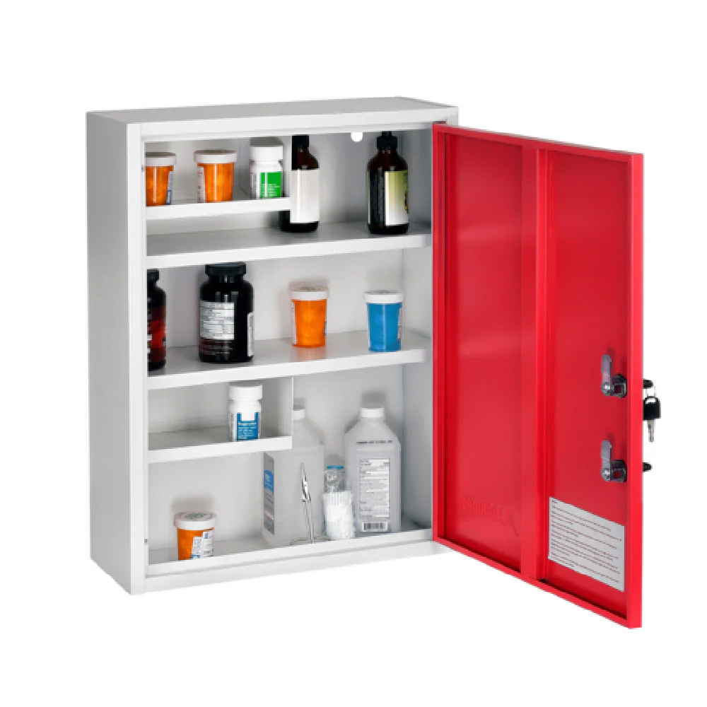 Alpine Industries ADI999-04-RED 16 Inch Medical Security Cabinet Red Surface Mount with Dual Lock Alpine Industries ADI999-04-RED 16 Inch Medical Security Cabinet Red Surface Mount with Dual Lock