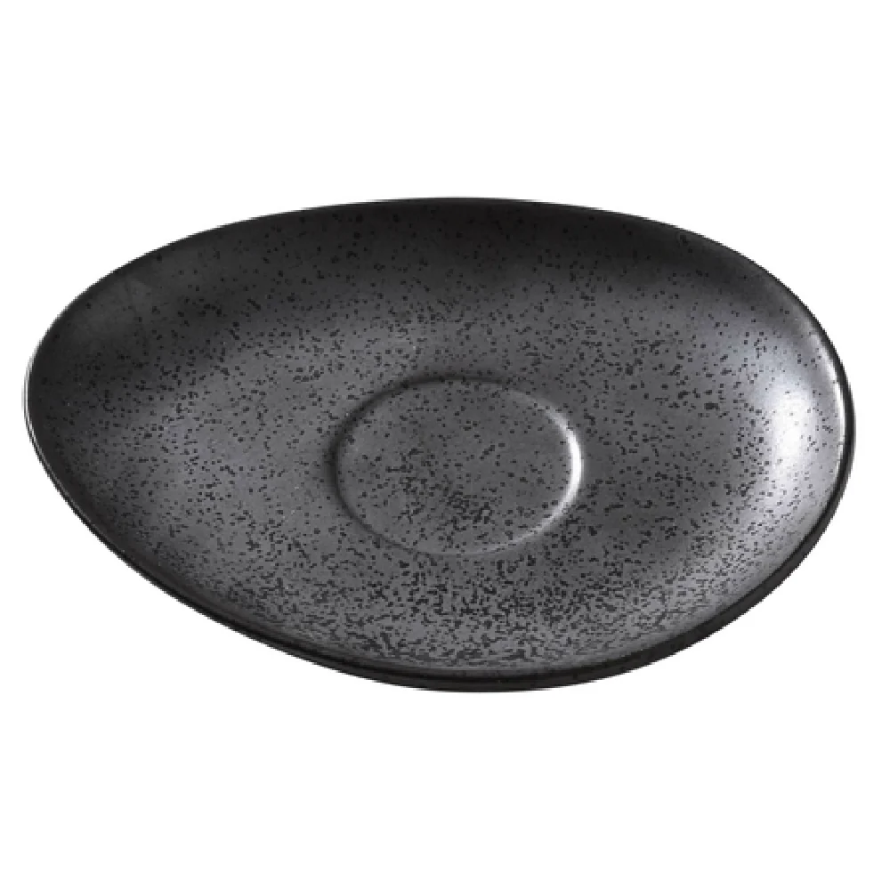 Yanco DB-002 6 Inch Oval Saucer Commercial Porcelain Dishwasher Safe Black