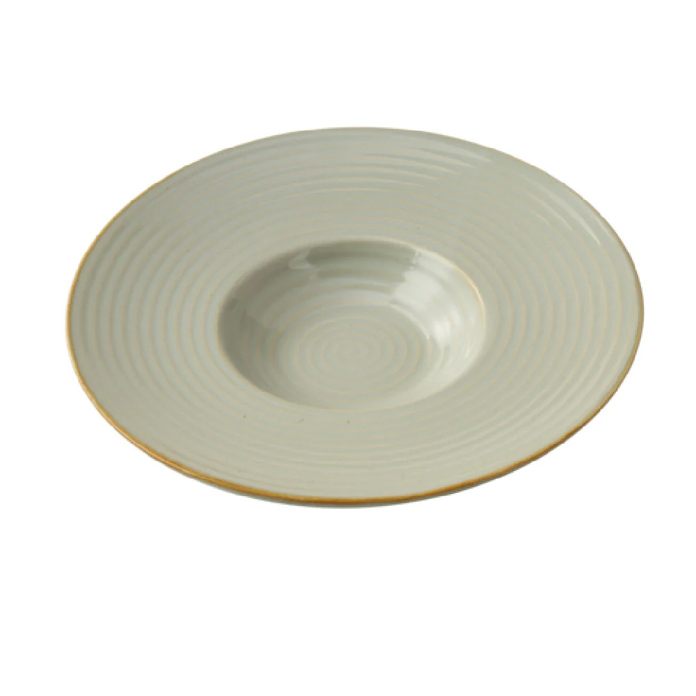 Yanco GO-712 12 Oz Round Dessert Plate Porcelain Golden Rim Earthy Tone Yanco GO-712 12 Oz Round Dessert Plate Porcelain Golden Rim Earthy Tone