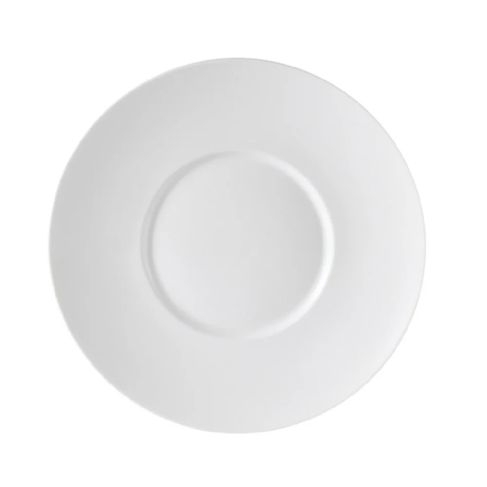 CAC China PS-21 12 Inch Diameter Round Champagne Plate Porcelain with Wide Rim