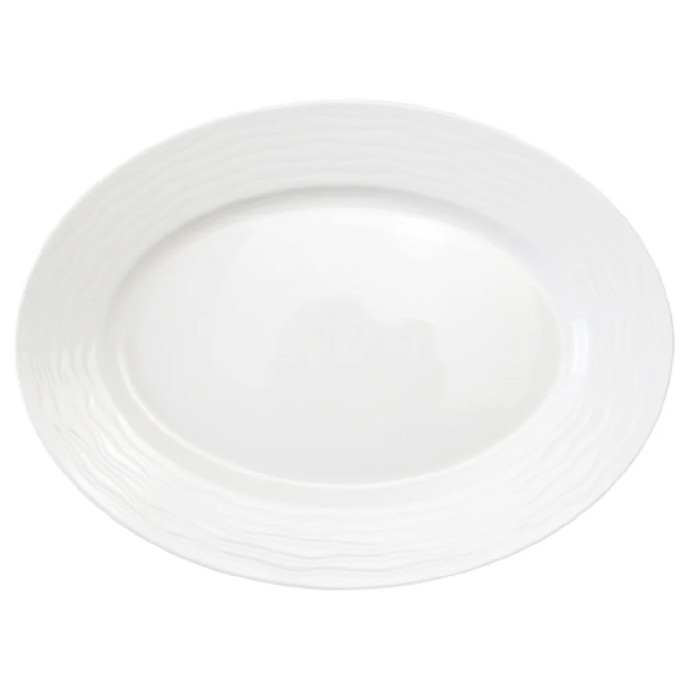 International Tableware WA-14 12-1/2 Inch Platter Oval with Wide Rim Porcelain Bright White