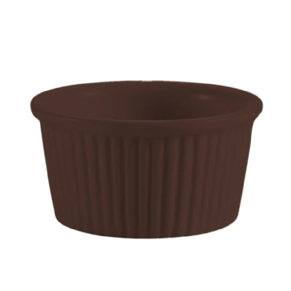 CAC China RKF-6-BWN 6 Oz Ramekin Round Fluted Ceramic Brown 3-1/2 Inch