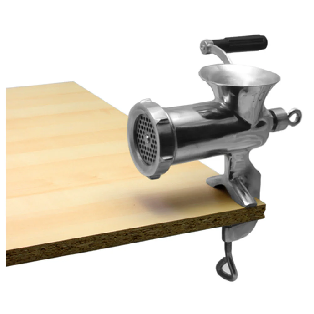 Alfa 12 SS Hand Food Grinder #12 Hub Clamp-on Manual Stainless Steel with Tubes and Knife