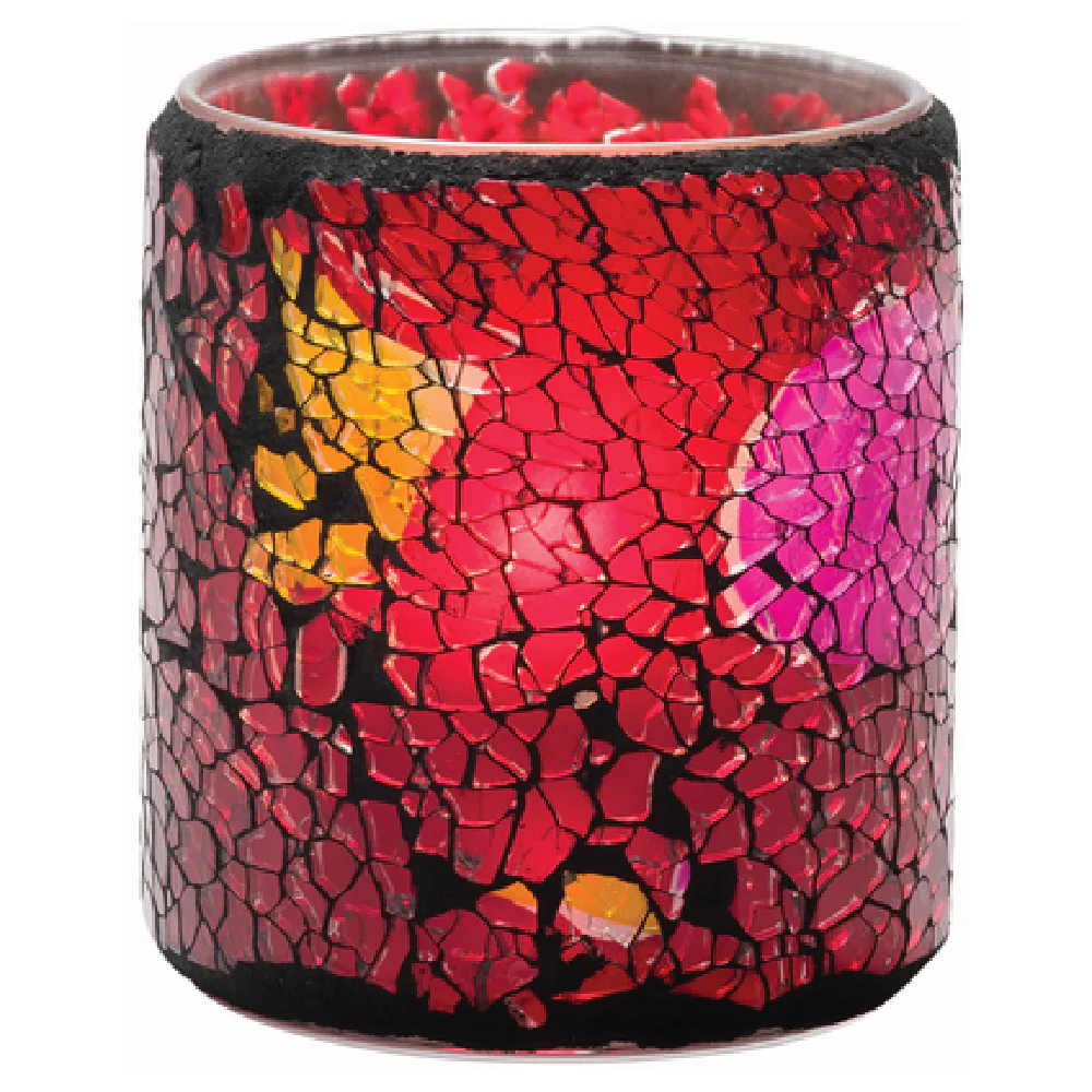Hollowick 6351RG 3 Inch Glass Votive Lamp with crackle red and gold finish