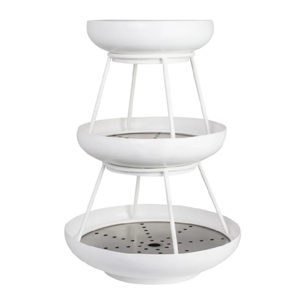 Steelite 5862JX61 12 Inch 3 Tier Coupe Seafood Stand White Stainless Steel