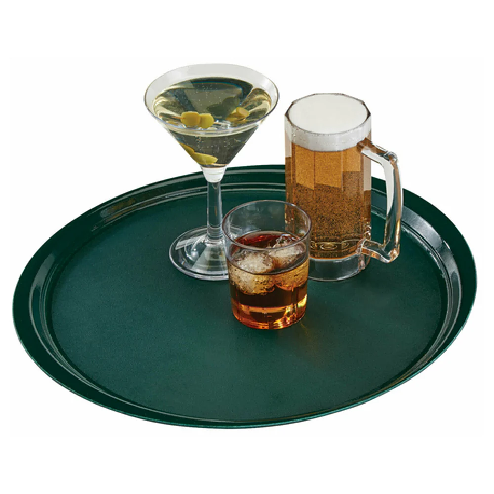 Cambro 1400ET206 15-7/20 Inch Diameter Serving Tray Dark Green Fiberglass with Non-Skid Surface Cambro 1400ET206 15-7/20 Inch Diameter Serving Tray Dark Green Fiberglass with Non-Skid Surface