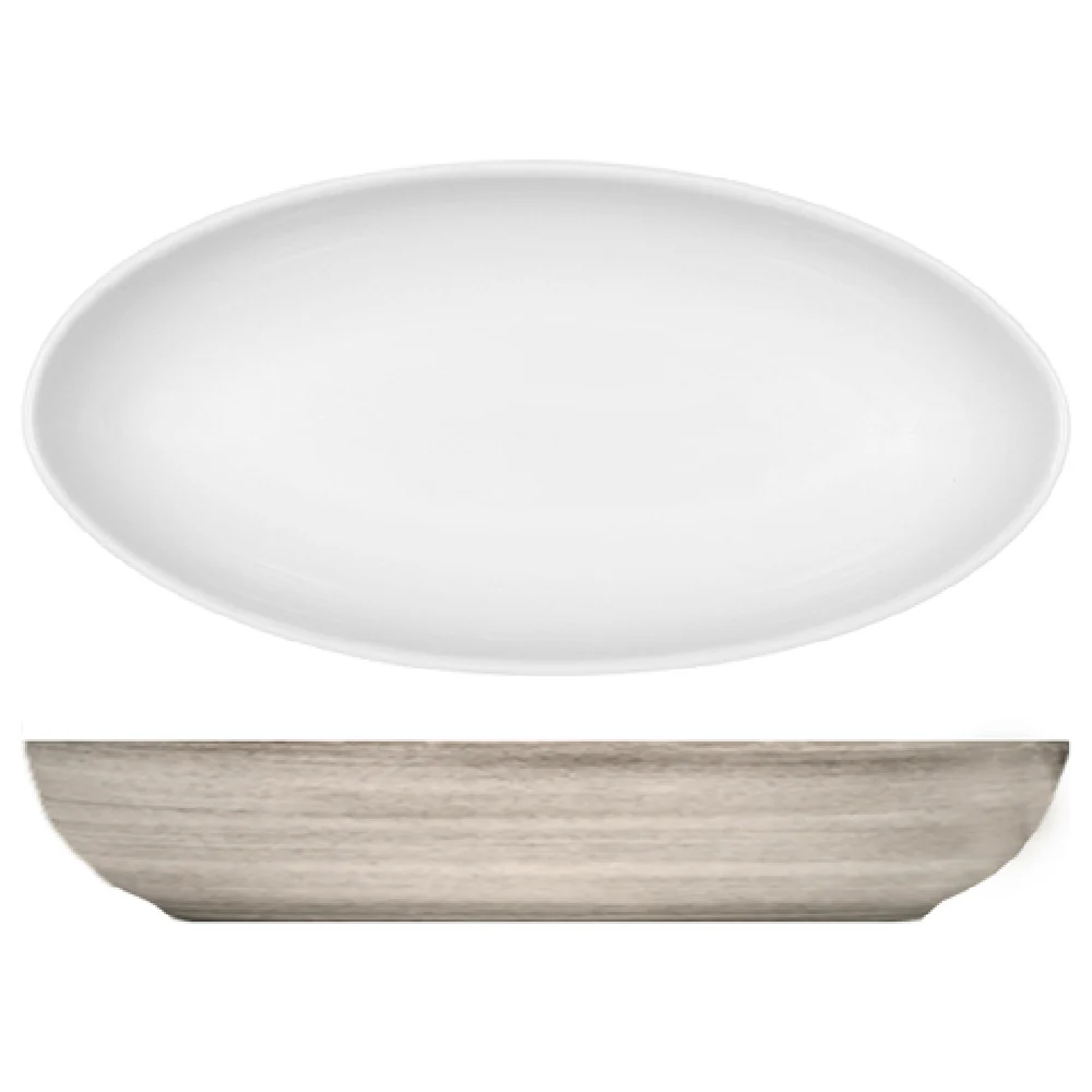 BauscherHepp 306223-820299 9-1/5 Inch Relish Dish Oval Porcelain Ceramica Gray Decor