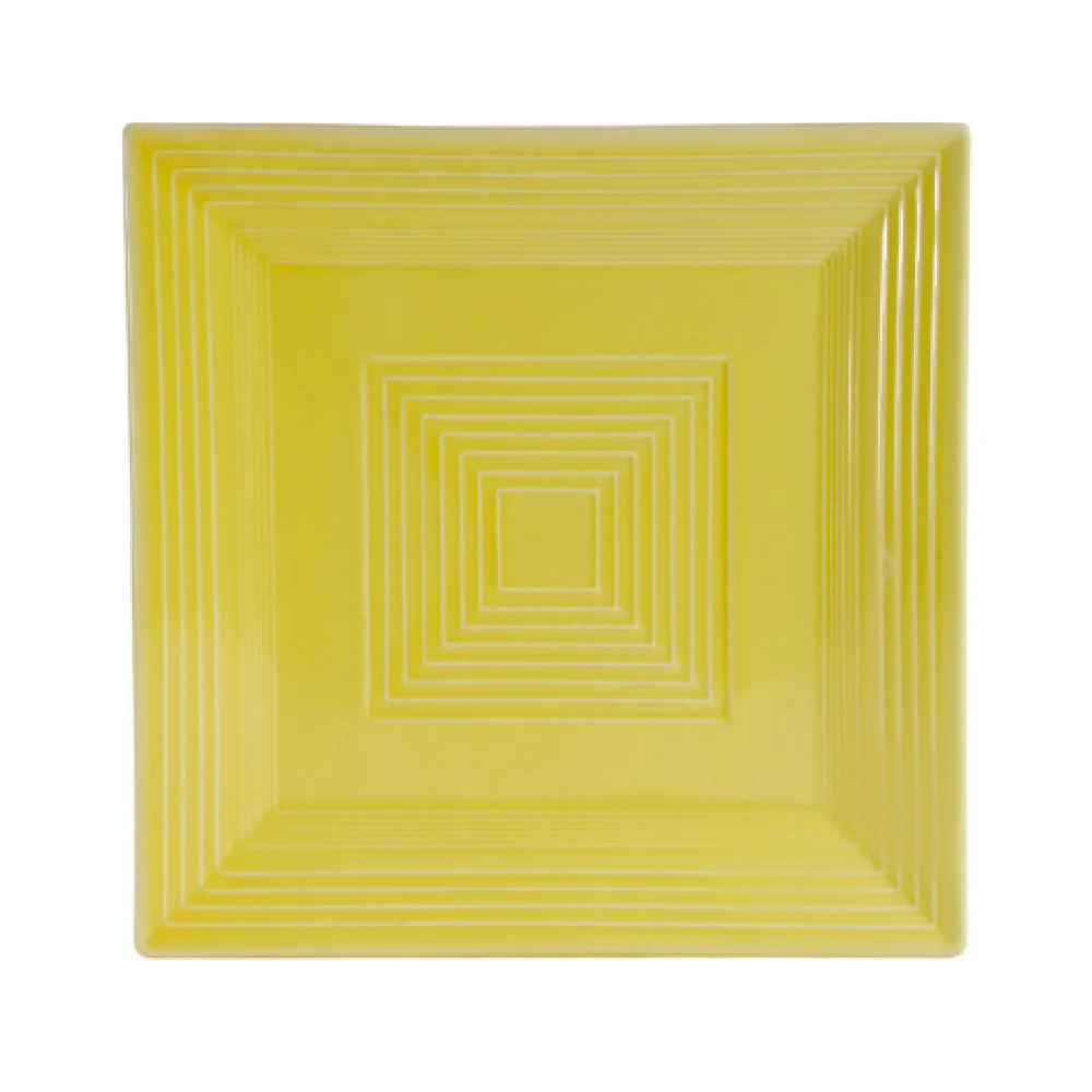CAC China TG-SQ16-SFL 10 Inch Square Plate Embossed Porcelain with Dishwasher Oven Microwave Safe