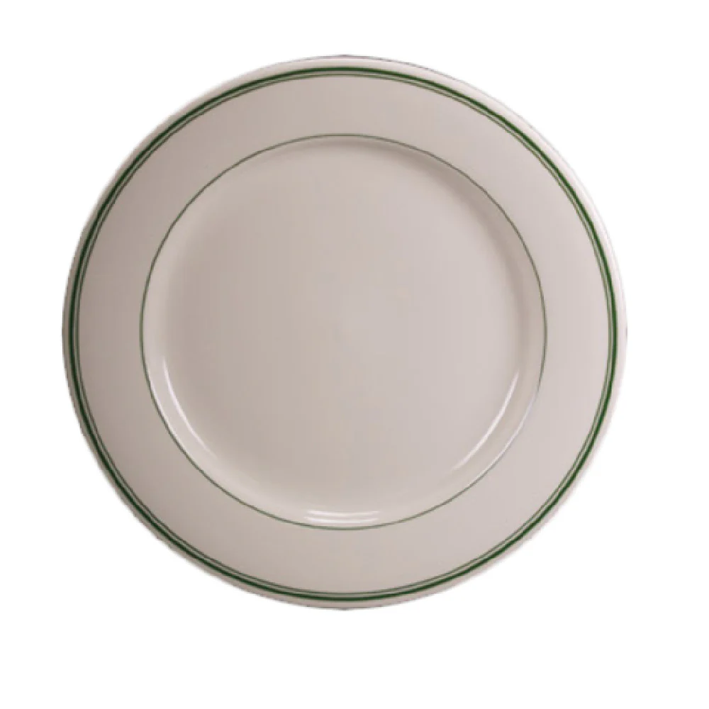 Steelite HL2081 11-1/8 Inch Rolled Edge Plate China Green Band