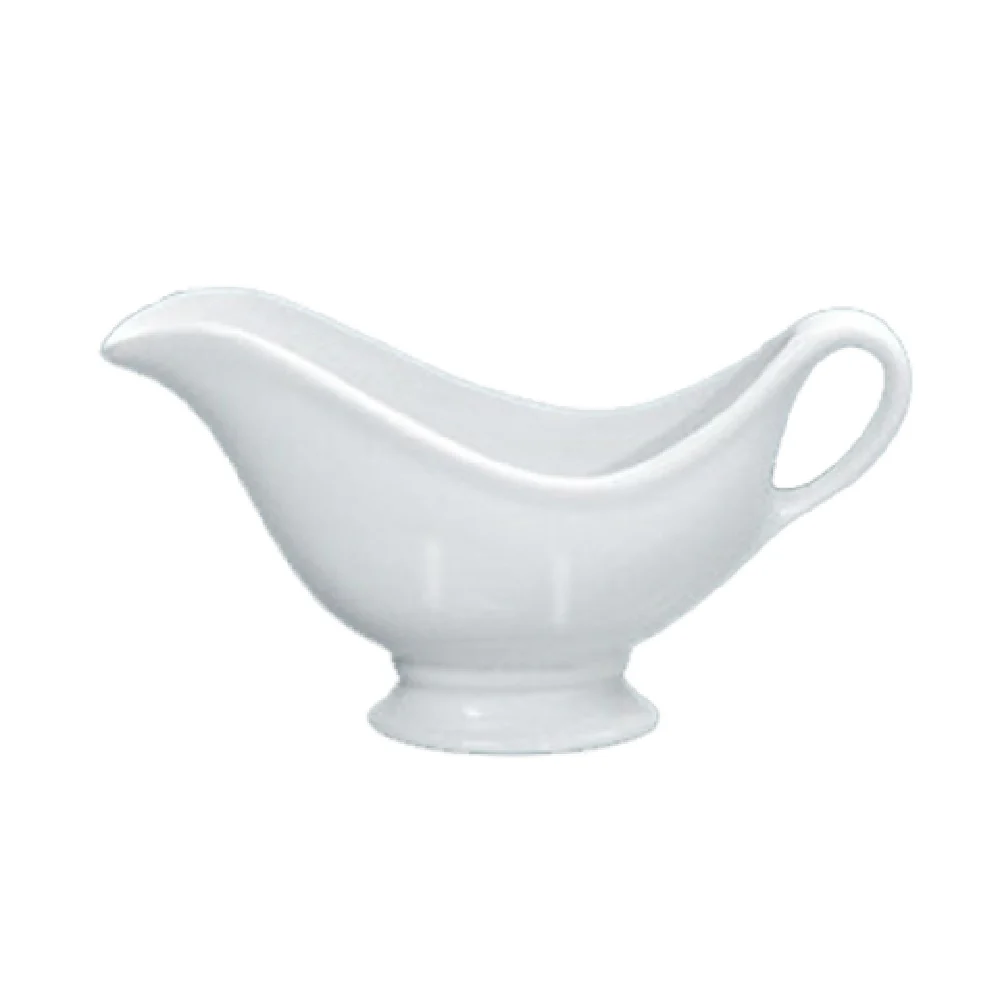 Yanco SB-3 3-1/2 Oz Porcelain Sauce Boat with Handle - 3 Dozen Cases