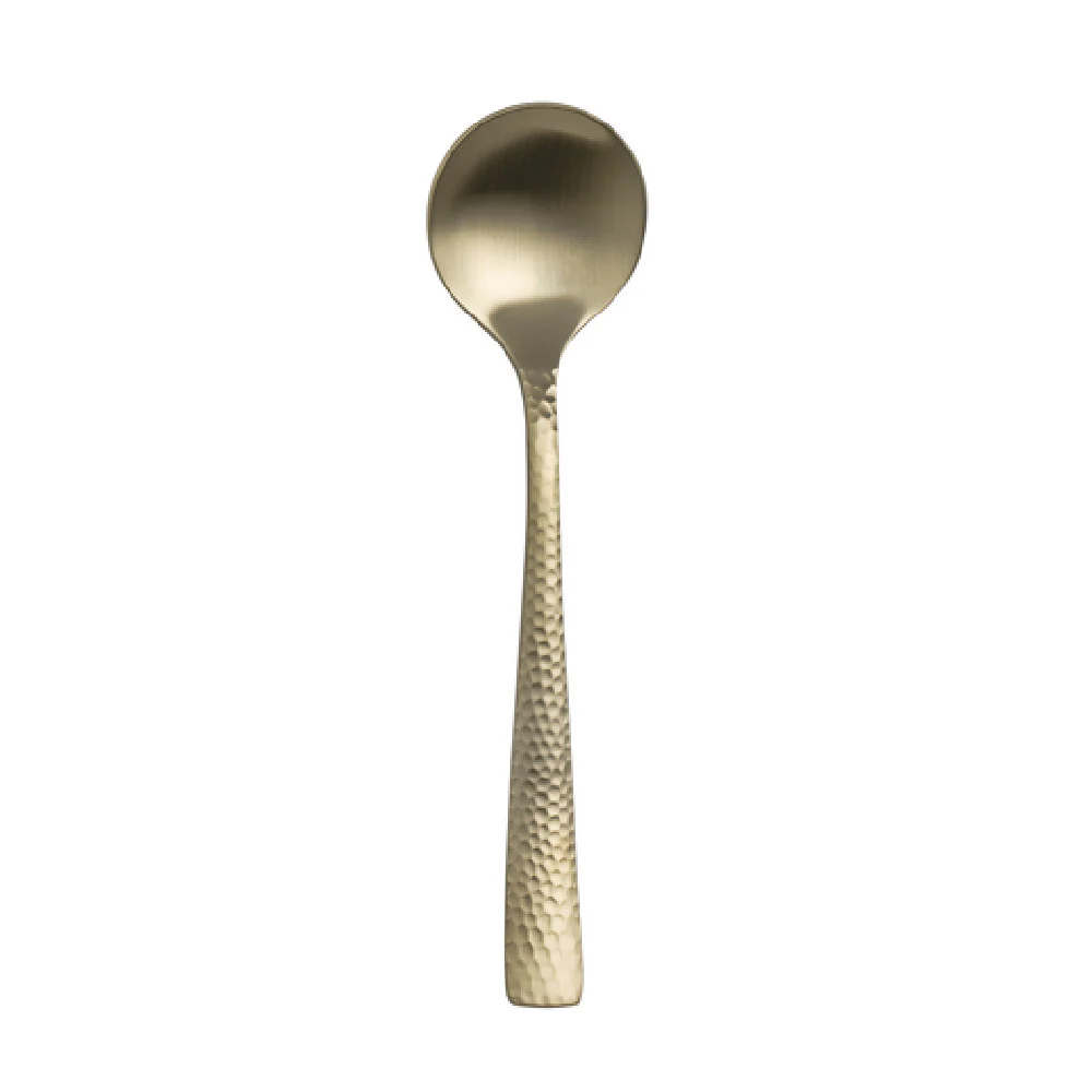 Steelite 5733SX002 6-1/2 Inch Soup Bouillon Spoon Hammered Finish Stainless Steel