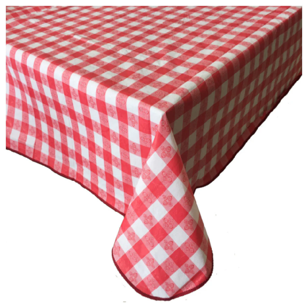 CAC China TCVG-7052R 70 Inch Indoor Outdoor Table Cover Vinyl Red Gingham CAC China TCVG-7052R 70 Inch Indoor Outdoor Table Cover Vinyl Red Gingham