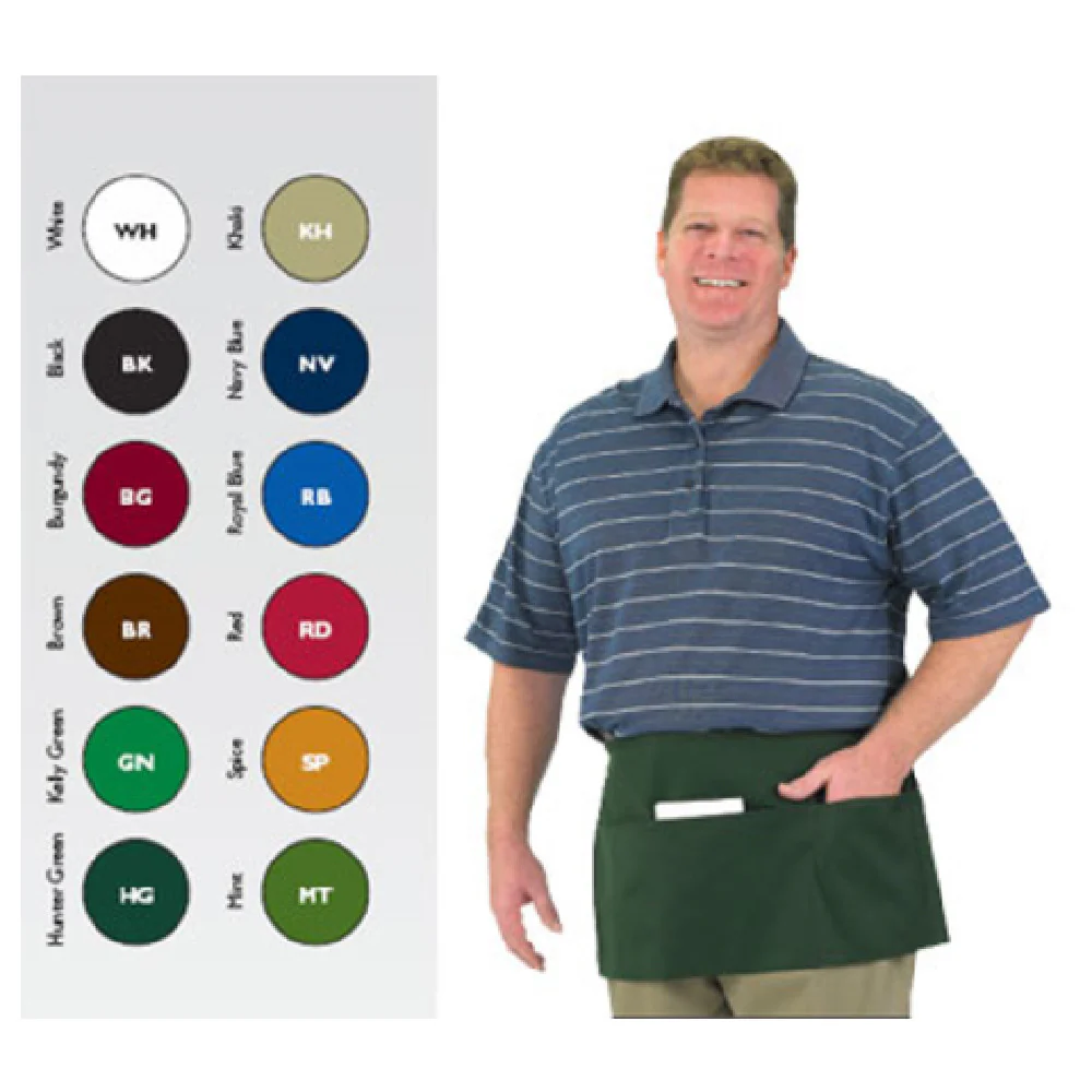 John Ritzenthaler Company 605WAFH-HG 24 Inch Waist Apron with 3 Pockets Hunter Green Poly Cotton