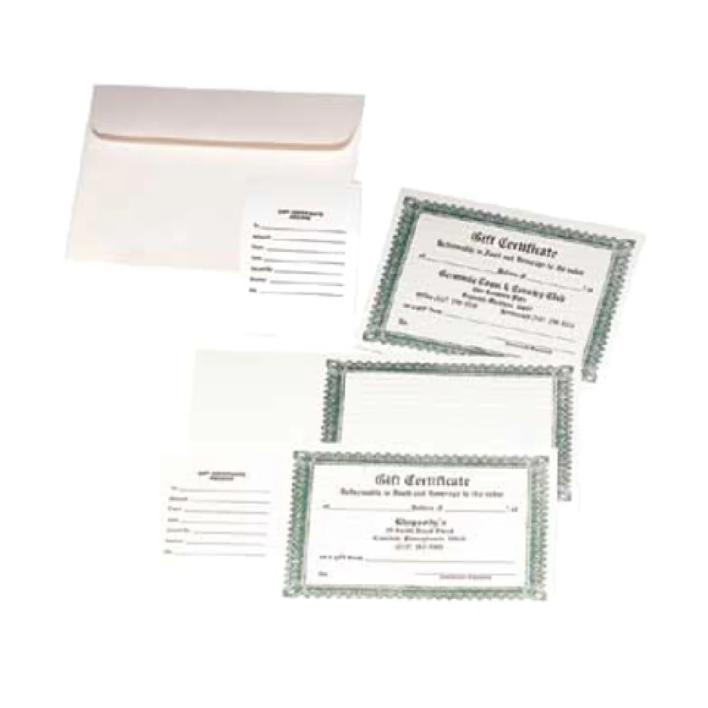 Menu Solutions GC60 5-1/2 Inch Woven Gift Certificate Envelope White 100 Packs