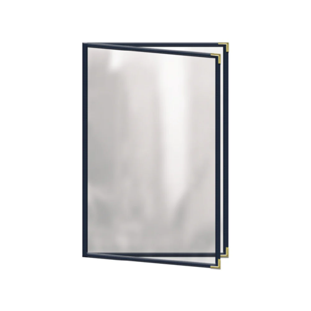 Risch TED 11X17 Menu Cover 11 Inch Deluxe Clear Sewn Double View With Metal Corners Risch TED 11X17 Menu Cover 11 Inch Deluxe Clear Sewn Double View With Metal Corners