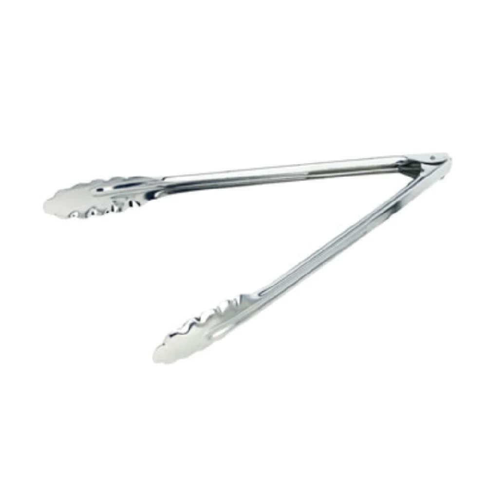 Crestware HDT12 12 Inch Heavy Duty Tongs with Hinged Flat Bi-Metal Spring Stainless Steel