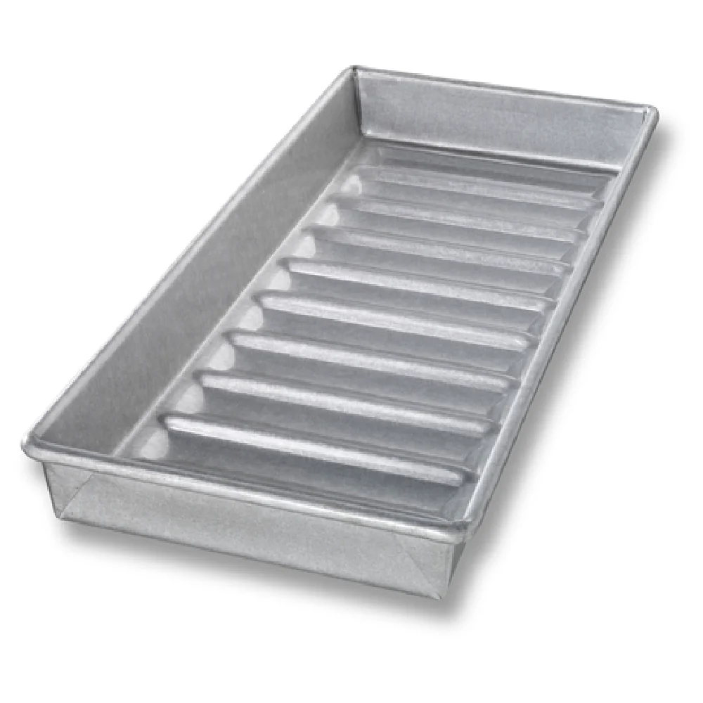 Chicago Metallic 22100 6-1/2 Inch New England Hot Dog Bun Pan Non-Stick 10 Compartment Aluminized Steel
