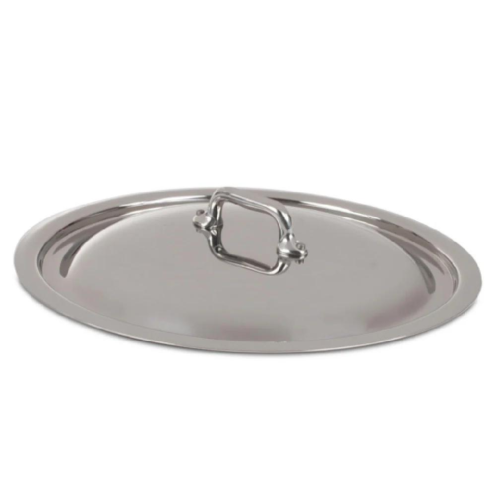 JB Prince S406 24 9.5 Inch Diameter Round Cover Lid with Riveted Handle Stainless Steel Polished Finish