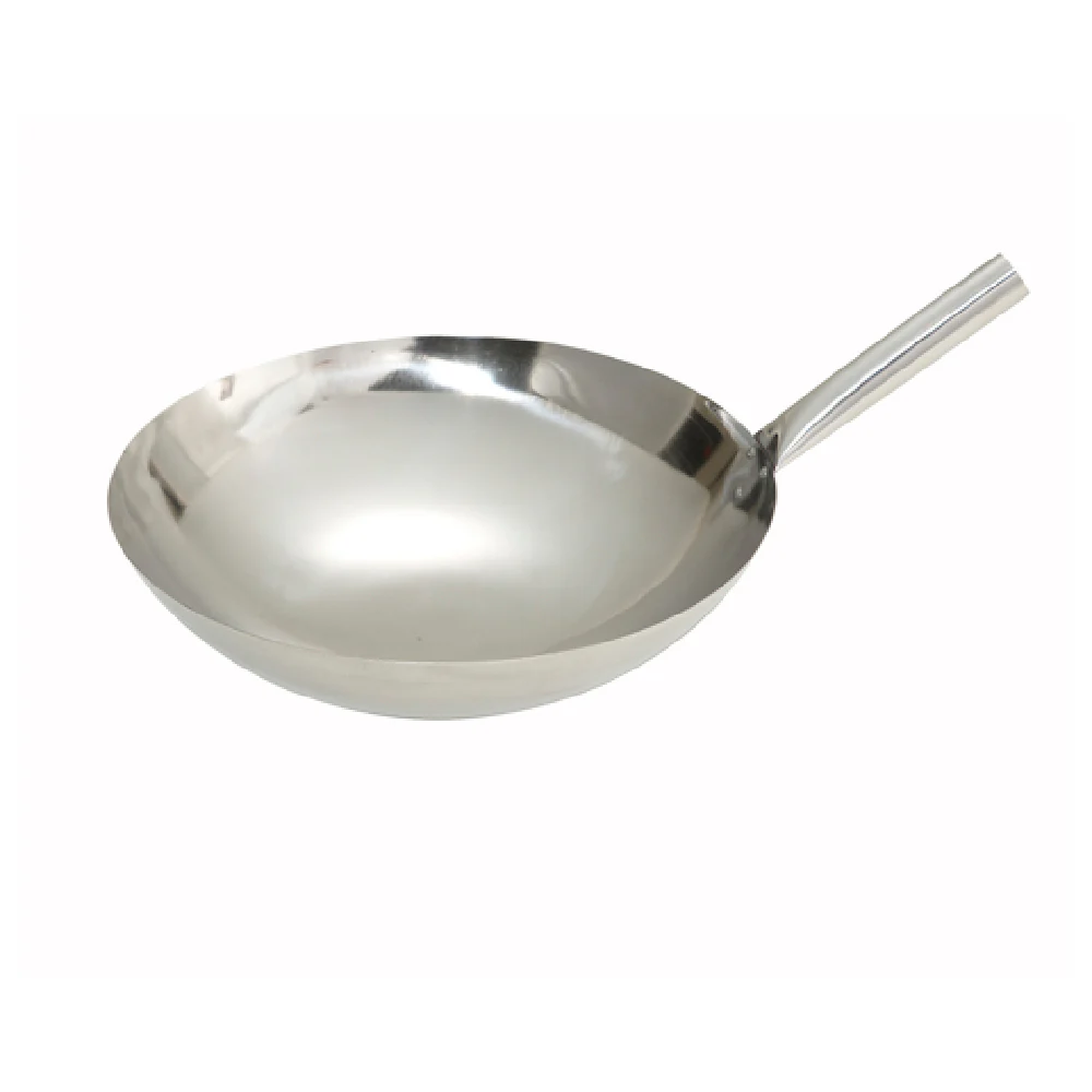 Winco WOK-16N 16 Inch Diameter Round Chinese Wok with Riveted Handle Stainless Steel Mirror Finish