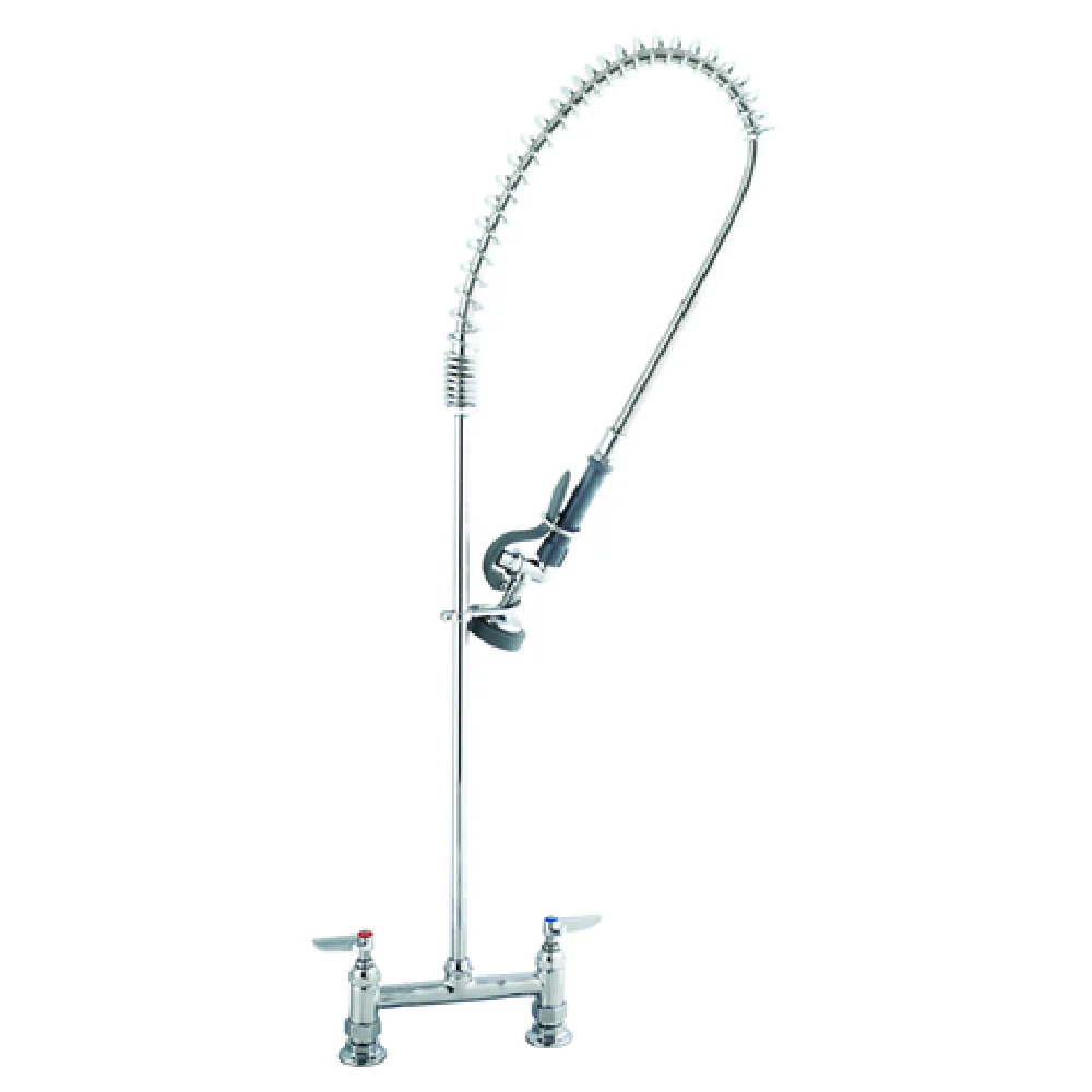 T&S Brass B-0123-CR 8 Inch Center Pre-Rinse Faucet Assembly with Spring Gooseneck