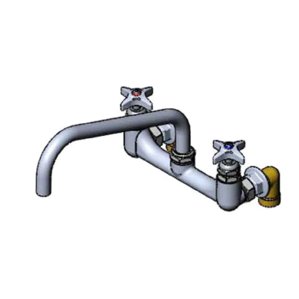 T&S Brass B-0290-CVH 8 Inch Wall Mount Mixing Faucet Stainless Steel with Big-Flo Nozzle