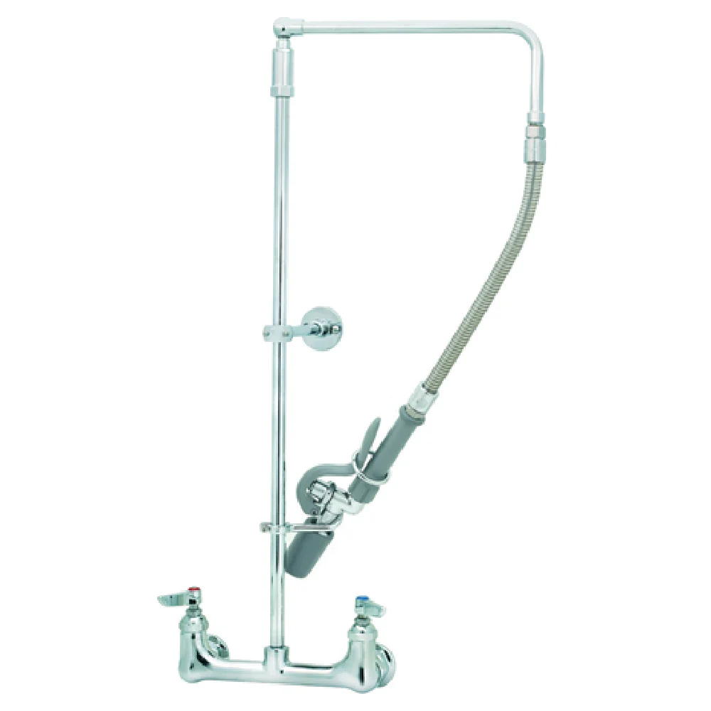 T&S Brass B-0131-CR-BC28H Pre-Rinse Faucet Assembly Wall Mount mixing faucet with 8 Inch Adjustable Centers