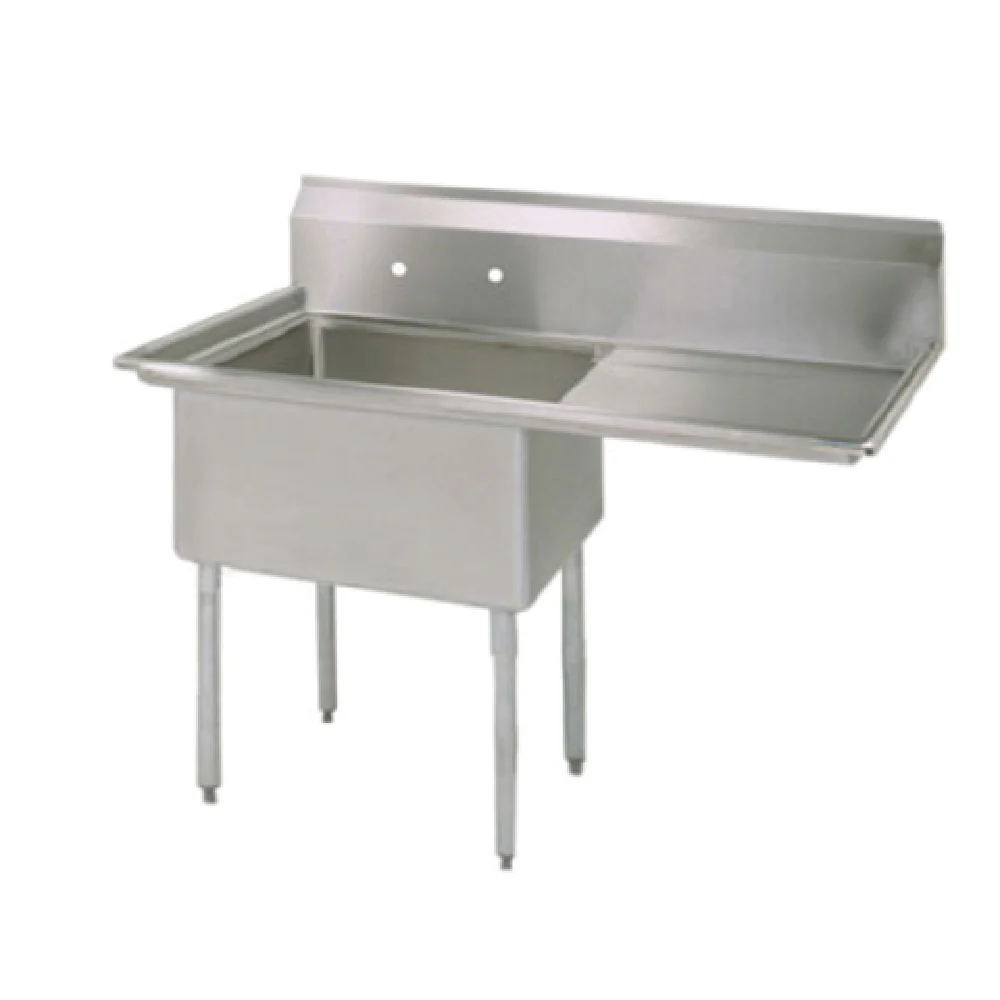 BK Resources BKS-1-1824-14-24R 44-1/2 Inch Sink One Compartment with Right Drainboard